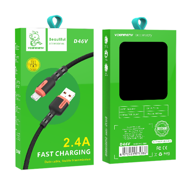 Кабель Denmen D46V USB - Micro USB (2.4A) (1M) Серый – низкие цены ...