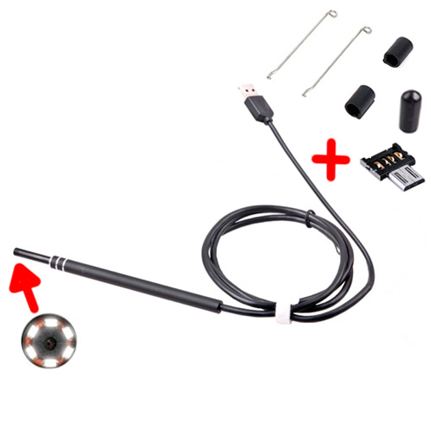 USB / microUSB камера эндоскоп медицинский ЛОР отоскоп 1.35м - изображение 1