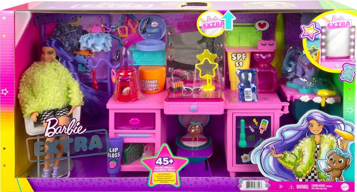 Ігровий набір з лялькою Barbie Екстра Візажний столик (887961973297) - зображення 1