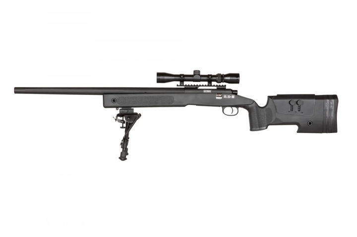 Снайперська гвинтівка Specna Arms M62 SA-S02 Core High Velocity Sniper Rifle With Scope and Bipod Black - зображення 1