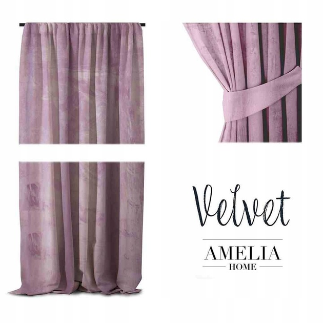 Штора блек-аут AmeliaHome Velvet 140 х 270 см (4251758670052) бузковий оксамит - изображение 5