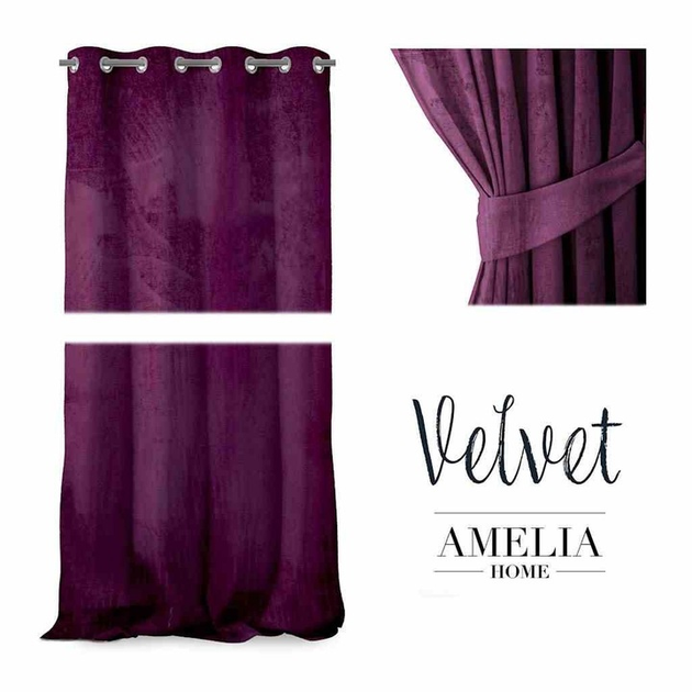 Штора блек-аут на люверсах AmeliaHome Velvet 140 х 270 см (13050716618) фіолетовий - зображення 5