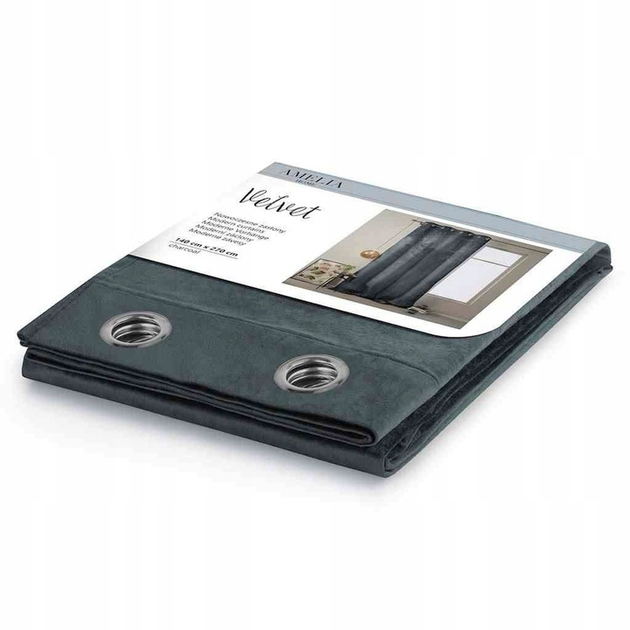 Штора блек-аут на люверсах AmeliaHome Velvet 140 х 270 см (13050715829) сірий - изображение 4