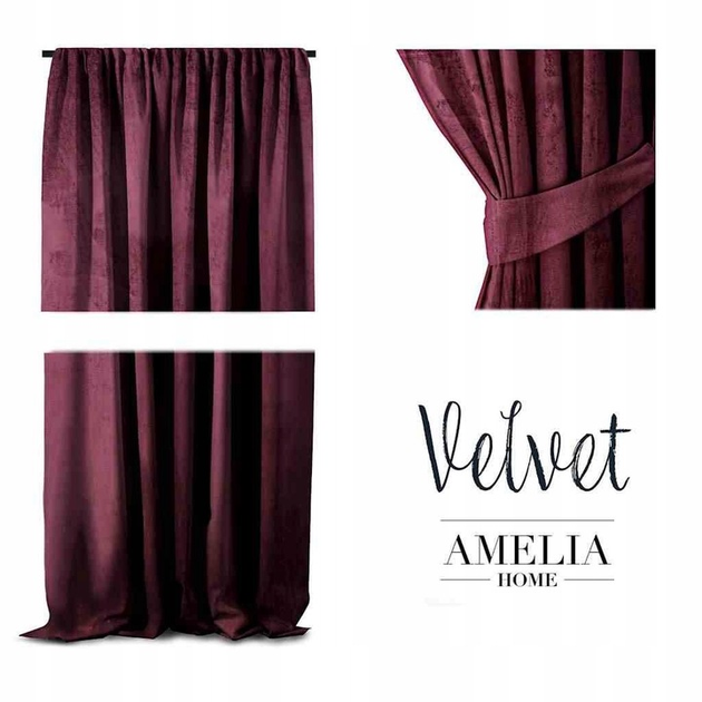 Штора блек-аут AmeliaHome Velvet 140 х 270 см (13050717537) бордовий - изображение 5