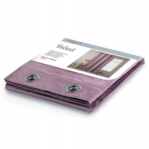 Штора блек-аут на люверсах AmeliaHome Velvet 140 х 270 см (13050716260) бузковий оксамит - изображение 4