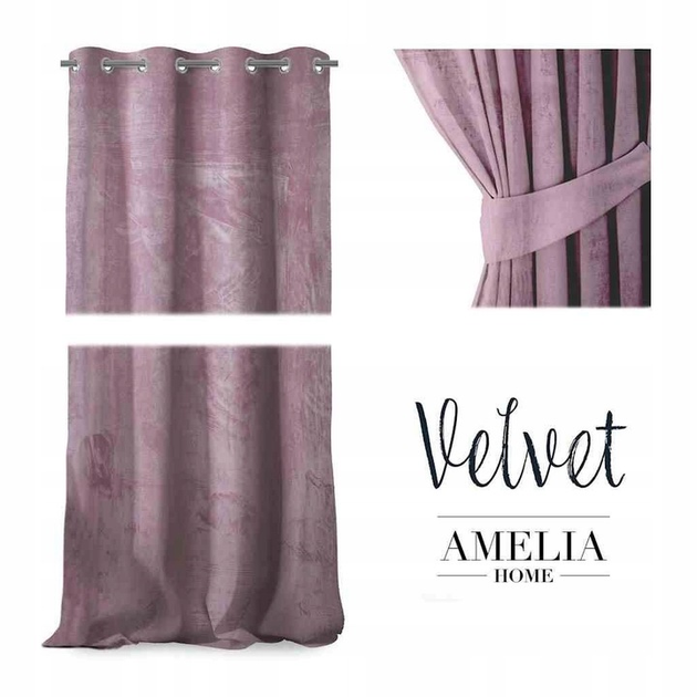 Штора блек-аут на люверсах AmeliaHome Velvet 140 х 270 см (13050716260) бузковий оксамит - изображение 5