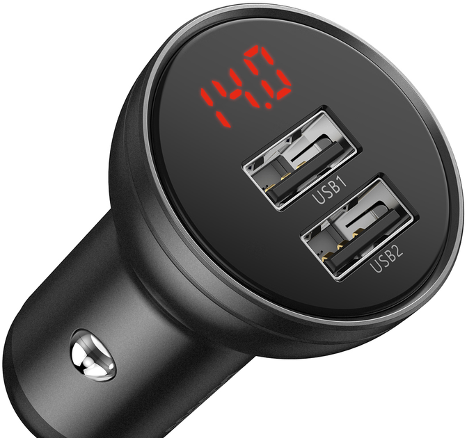 Ładowarka samochodowa Baseus Digital Display Dual USB 4.8A Car Charger 24W szara (CCBX-0G) - obraz 5