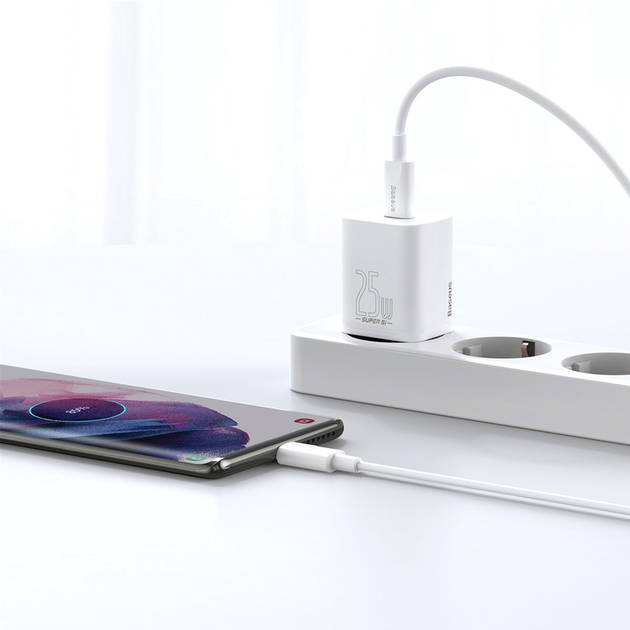 Зарядний пристрій Baseus Super Silicone PD Charger 25 W (1Type-C) + With Cable Type-C to Type-C 3A (1 м) (TZCCSUP-L02) - зображення 12