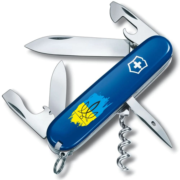 Складной нож Victorinox SPARTAN UKRAINE Трезубец фигурный на фоне флага 1.3603.2_T1026u - изображение 1