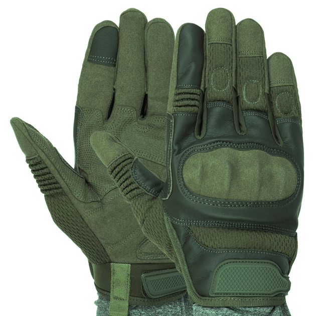 Сенсорні рукавички тактичні військові-армійські Military Rangers повнопалі із захистом кістяшок, бойові, із закритими пальцями XL Оливковий BC-9877 - зображення 1