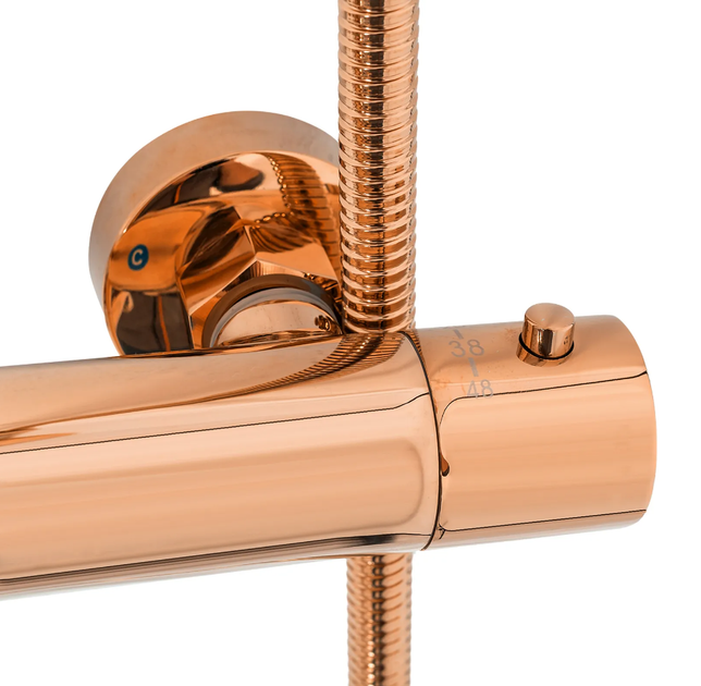 Душовий гарнітур REA LUNGO ROSE GOLD з термостатом та виливом - зображення 7