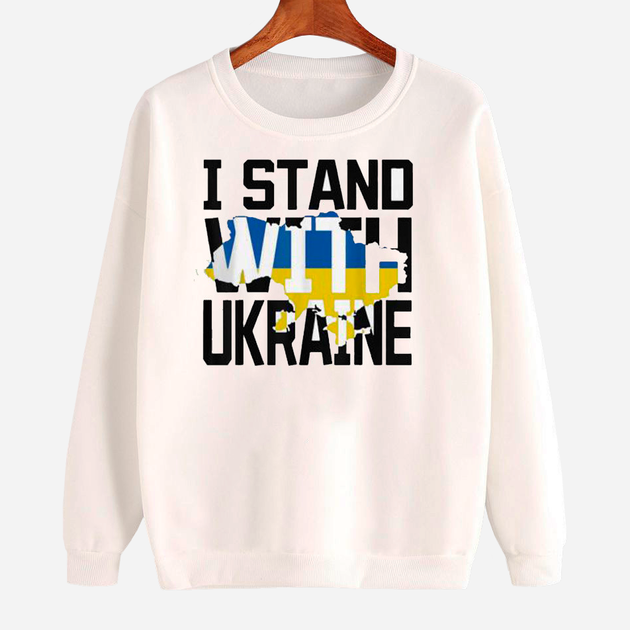 Акція на Світшот жіночий Love&Live I stand with Ukraine LLP01529 XL Білий з принтом від Rozetka