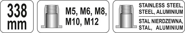 Nitownica dwuręczna YATO gwintowana 338 mm (YT-36119) - obraz 7