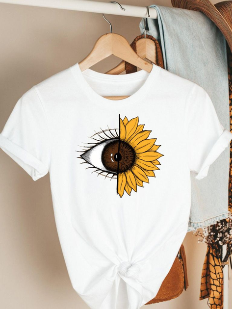 Акція на Футболка жіноча Katarina Ivanenko Sunflower eyes KIP00284 XL Біла від Rozetka