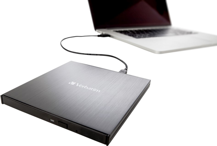 Napęd optyczny Verbatim Ultra HD 4K External Slimline Blu-ray Writer USB 3.2 Gen1 Type-C Black (43888) - obraz 3