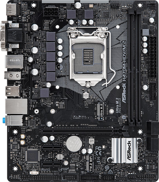 Материнська плата ASRock H470M-HDV/M.2 (s1200, Intel H470, PCI-Ex16) - зображення 1