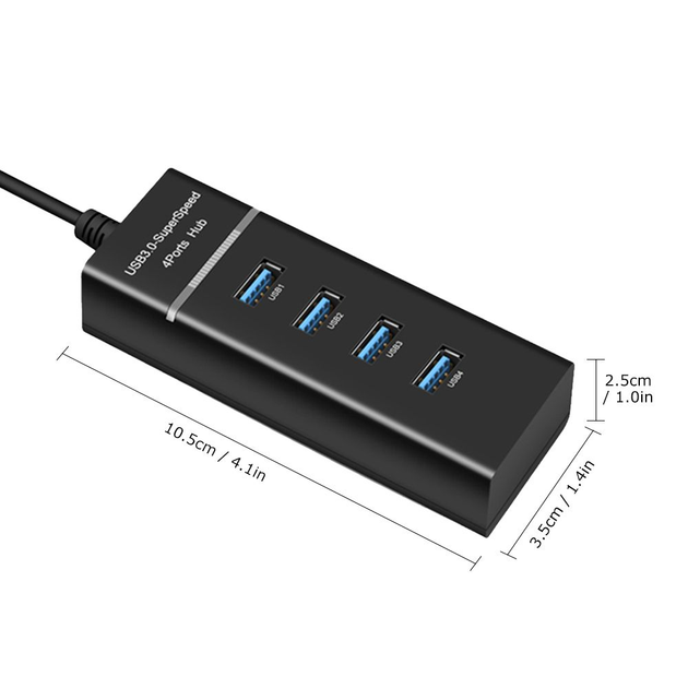 USB-хаб 4 port 3.0 USB HUB Super speed 30см 5Gbps концентратор Black ...