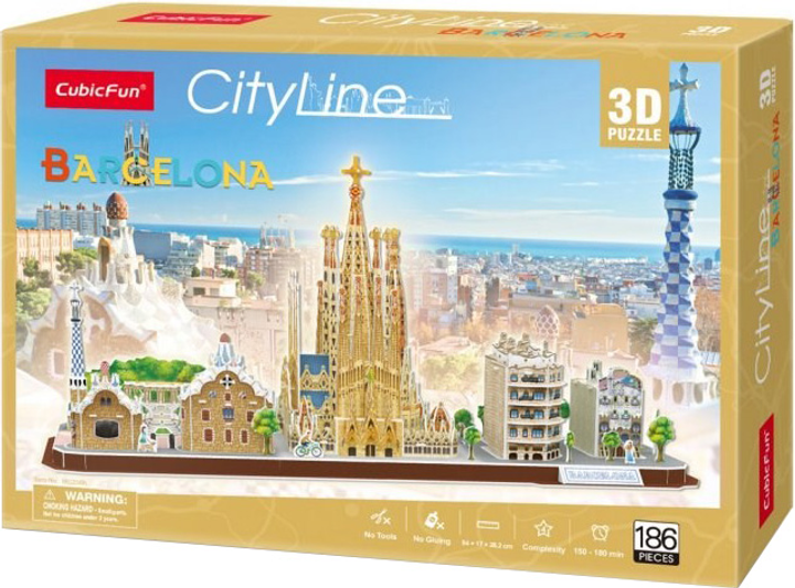 3D-пазл CubicFun City Line Barcelona (MC256h) (6944588202569) - зображення 1