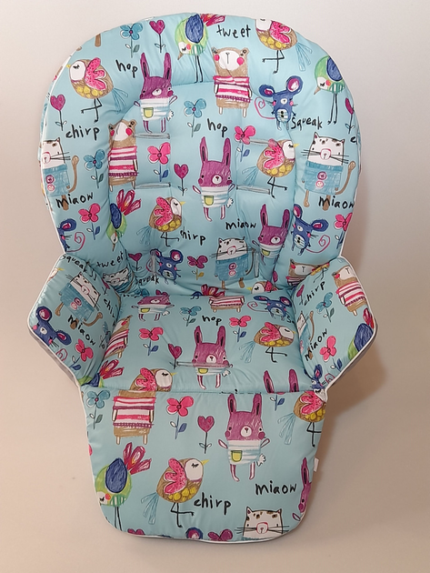 Чехол DavLu на стульчик для кормления Capella, Bambi звери на мятном ...