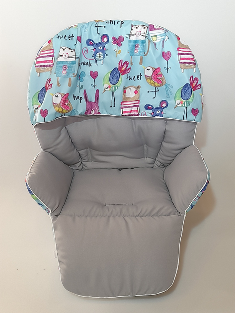 Чехол DavLu на стульчик для кормления Capella, Bambi звери на мятном ...