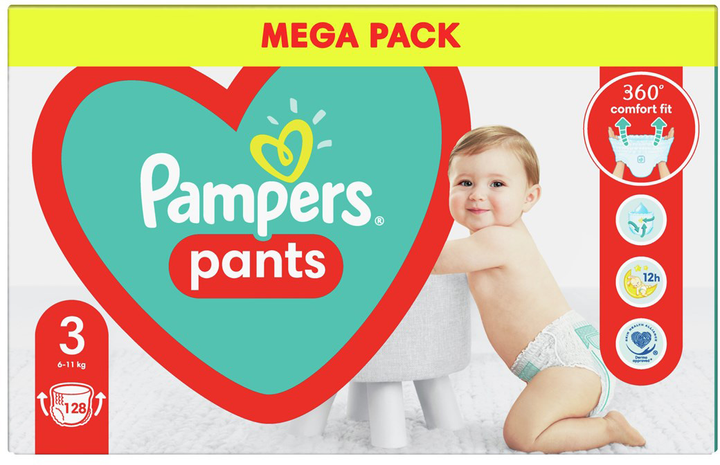 Pieluchomajtki Pampers Pants Rozmiar 3 (6-11 kg) 128 szt. (8006540069417) - obraz 10