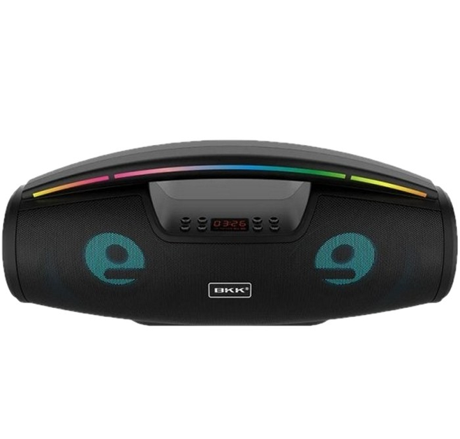 Портативная колонка BKK B100 Bluetooth с микрофоном Черная, портативная колонка с радио, AUX, micro USB, USB - изображение 2