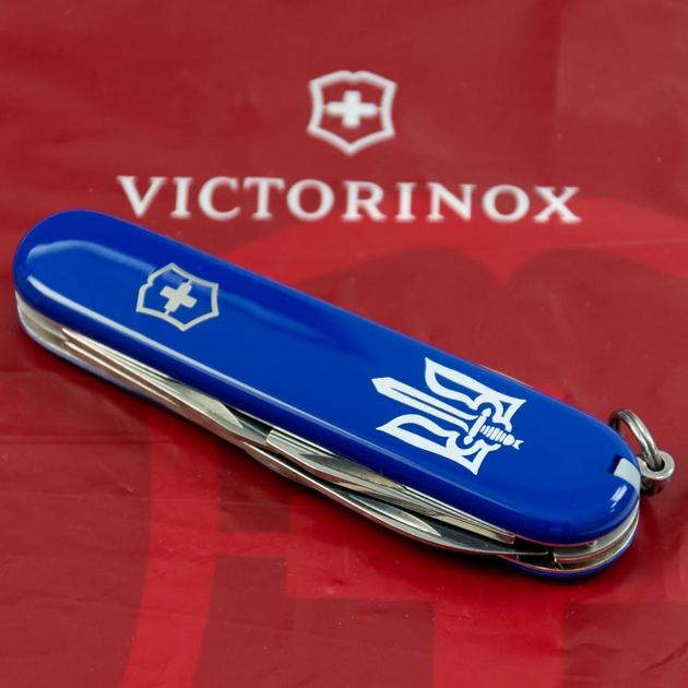 Ніж складаний швейцарський 91 мм/12 функцій Victorinox SPARTAN UKRAINE Синій/Трезубець ОУН білий - зображення 2