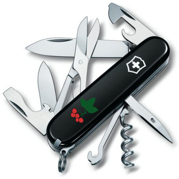 Ніж складаний швейцарський 91 мм/14 функцій Victorinox CLIMBER UKRAINE Чорний/Калина - зображення 1