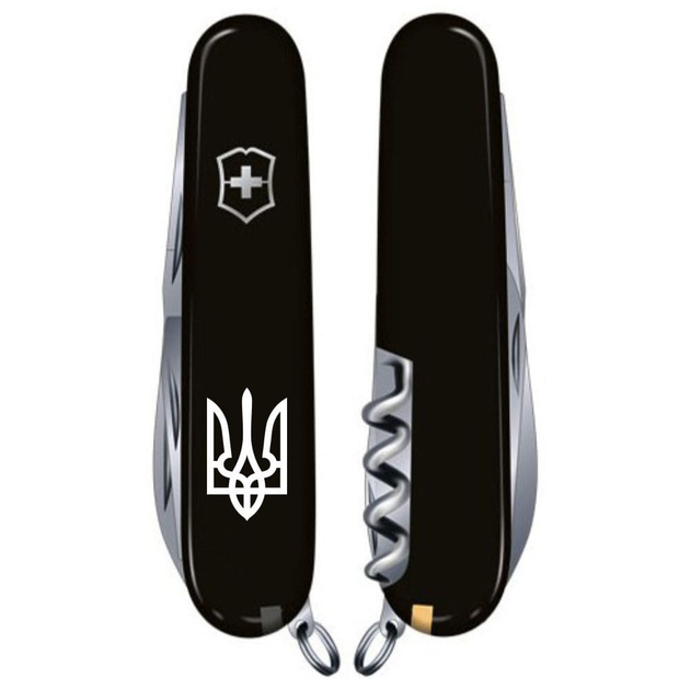 Нож складной швейцарский 91 мм/14 функций Victorinox CLIMBER UKRAINE Черный/Трезубец белый - изображение 2