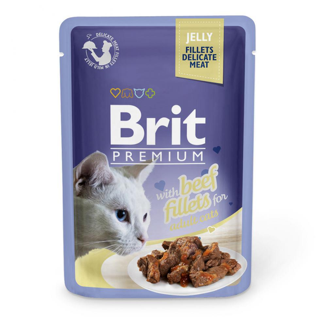 Brit Premium Cat Beef Fillets Jelly pouch 85 г влажный корм для кошек ...