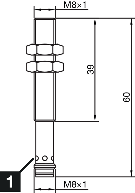 Індуктивний датчик М8, NPN, 200mA, NO, кон.М8, Sn=2мм, прихований, 2000Hz, 60мм, 213178 - зображення 2