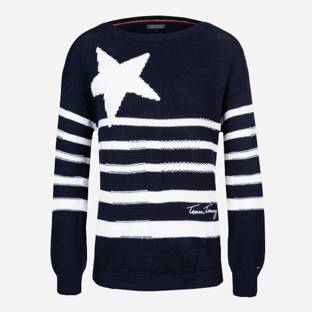 Sweter damski Tommy Hilfiger WW0WW21837 S Granatowy/Biały (8719257502626) - obraz 4