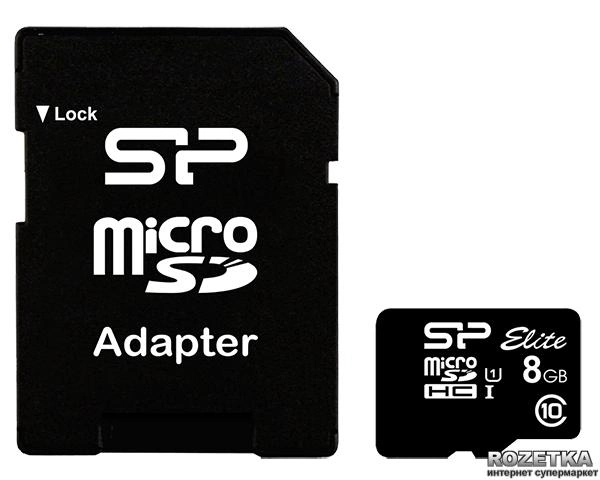 Silicon Power microSDHC 8 GB Class 10 UHS-I Elite + adapter (SP008GBSTHBU1V10SP) - obraz 1