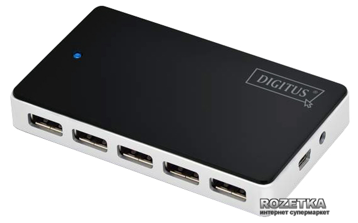 Hub USB Digitus USB 2.0 10 portów Czarny (DA-70229) - obraz 1