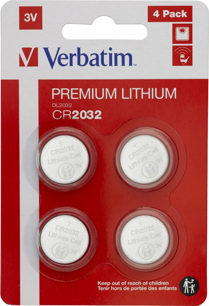 Bateria Verbatim Premium CR2032 3 V 4 szt. Litowa (49533) - obraz 1