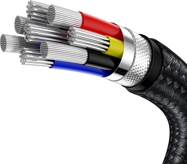 Kabel Baseus Cafule Metal Type-C do Type-C 100W 1 m Czarny (CATJK-C01) - obraz 6