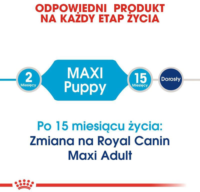 Sucha karma dla szczeniąt dużych ras Royal Canin Maxi Puppy do 15 miesięcy 4 kg (3182550402149) (91353) (30060401) - obraz 5