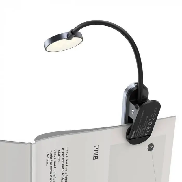 Настольная лампа на аккумуляторе Baseus Comfort Reading Mini Clip Lamp Dark Gray (DGRAD-0G) - изображение 4