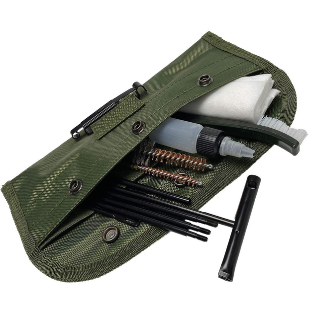 Набор для чистки оружия из 12 предметов в плотном кейсе раскладня кострукция Lesko GK13 - изображение 1