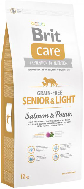 Сухий корм для літніх собак всіх порід Brit Care GF Senior & Light Salmon & Potato 12 кг (8595602510269) - зображення 1