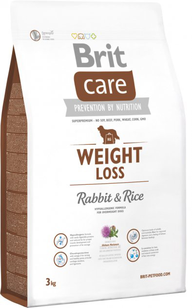 Sucha karma dla psów z nadwagą Brit Care Weight Loss Rabbit & Rice 3 kg (8595602510337) - obraz 1