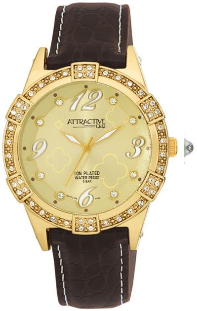 Женские часы на батарейке Q&Q DA47J103Y Золото\Бордовый – фото, отзывы ...