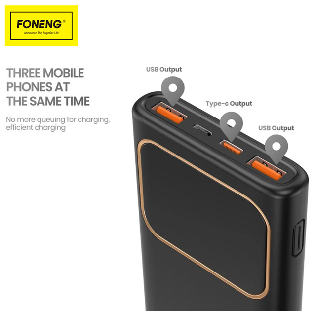 УМБ FONENG Power Bank 20000 mAh (РК дисплей) черный P58 - изображение 6