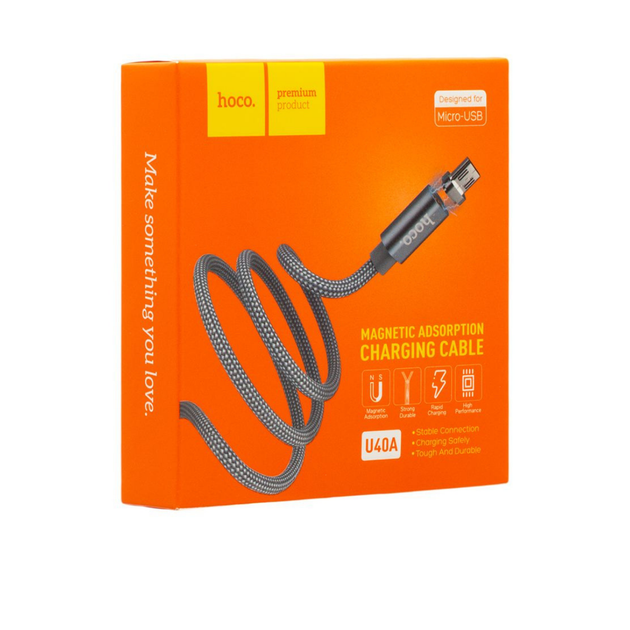 Кабель Hoco U40A magnetic adsorption Micro charging cable Metal gray - изображение 2