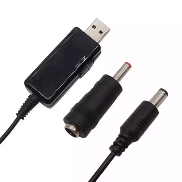 Кабель преобразователь напряжения USB-DC для роутера 9В/12В с переключателем DC 5.5×2.1 и переходником - изображение 8