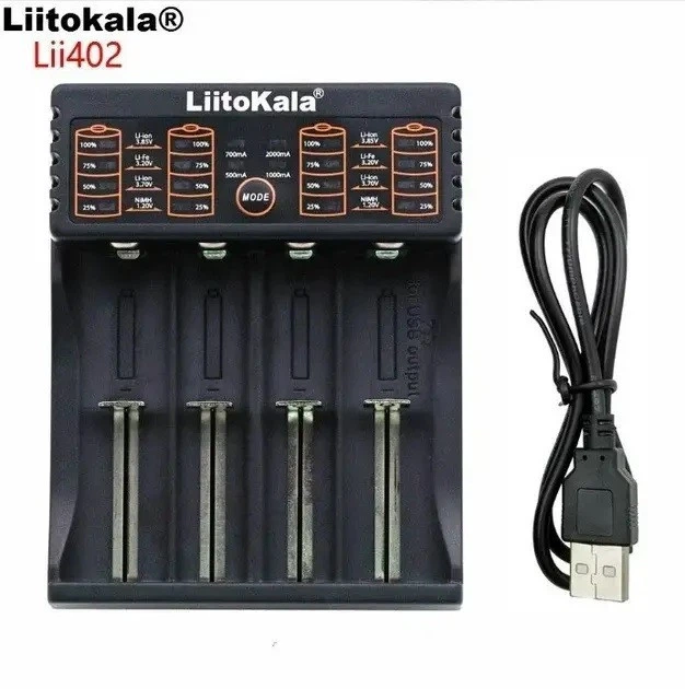 Универсальное зарядное устройство 18650, АА, ААА Li-Ion, LiFePO4, Ni-Mh PowerBank LiitoKala Lii-402 - изображение 2