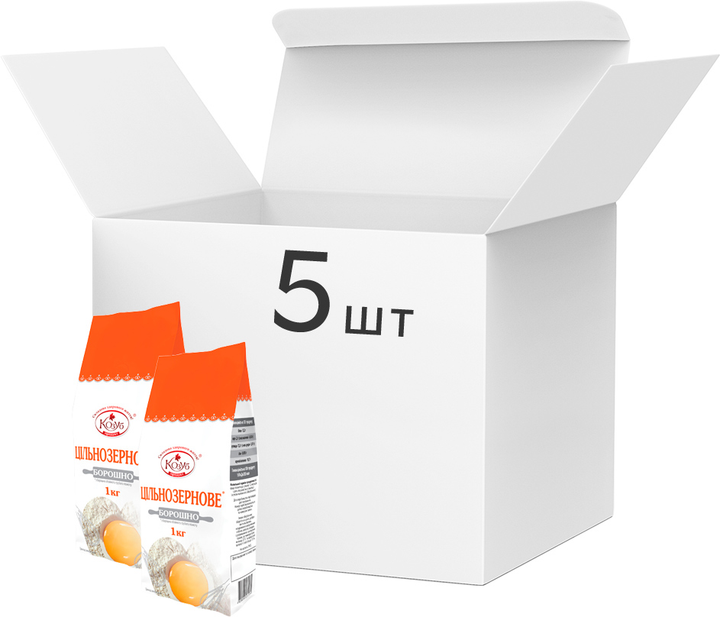Упаковка муки пшеничной цельнозерновой Козуб Продукт 1 кг x 5 шт ...