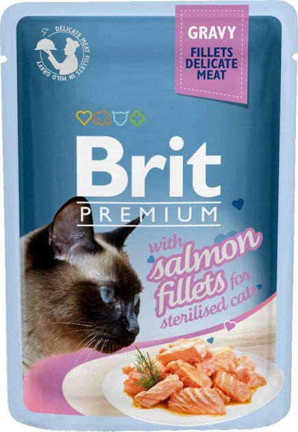 Mokra karma dla kotów sterylizowanych BRIT Premium Filet z łososia w sosie - saszetka 85g (8595602518562) - obraz 1