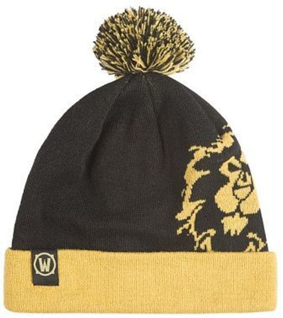 Шапка World of Warcraft Alliance Pom Beanie-One Size-Black-Gold 