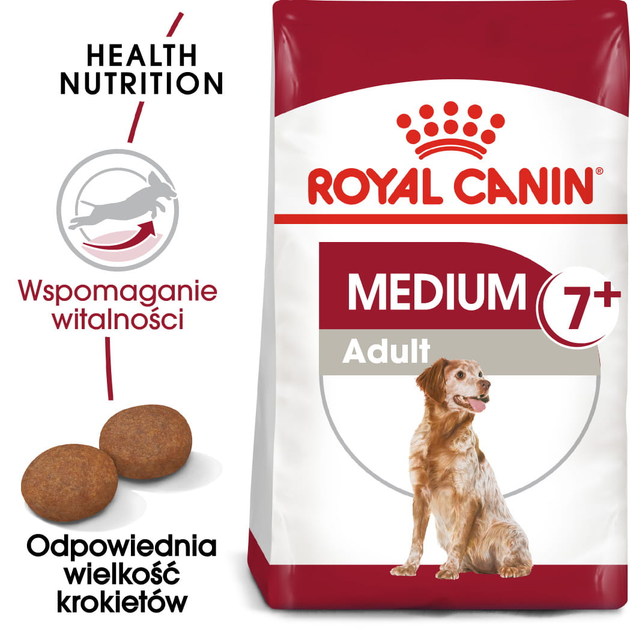 Sucha karma dla psów Royal Canin Medium Adult 7+ dla średnich ras w wieku powyżej 7 lat 15 kg (3182550402286) (98110) (3005150) - obraz 2